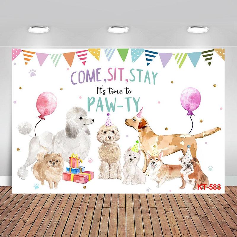 Happy Birthday Cat Pattern Backdrop, Pet Doggy Party Photo Backdrop, Birthday Party Decorations Backdrop, Cake Table Photo Booth Props, Banners 1