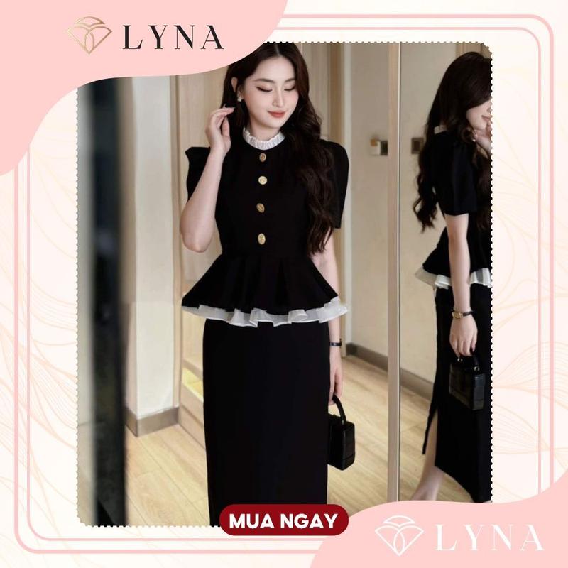  LYNA - Set Váy Thiết Kế  Gồm Áo Dáng Xòe Viền Bèo Mix Chân Váy Dáng Dài - C38 Nữ Women 