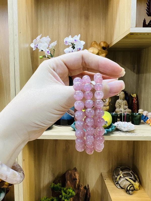 Chuỗi đá Thạch Anh Hồng Madagasca đeo tay xinh xắn dành cho nữ