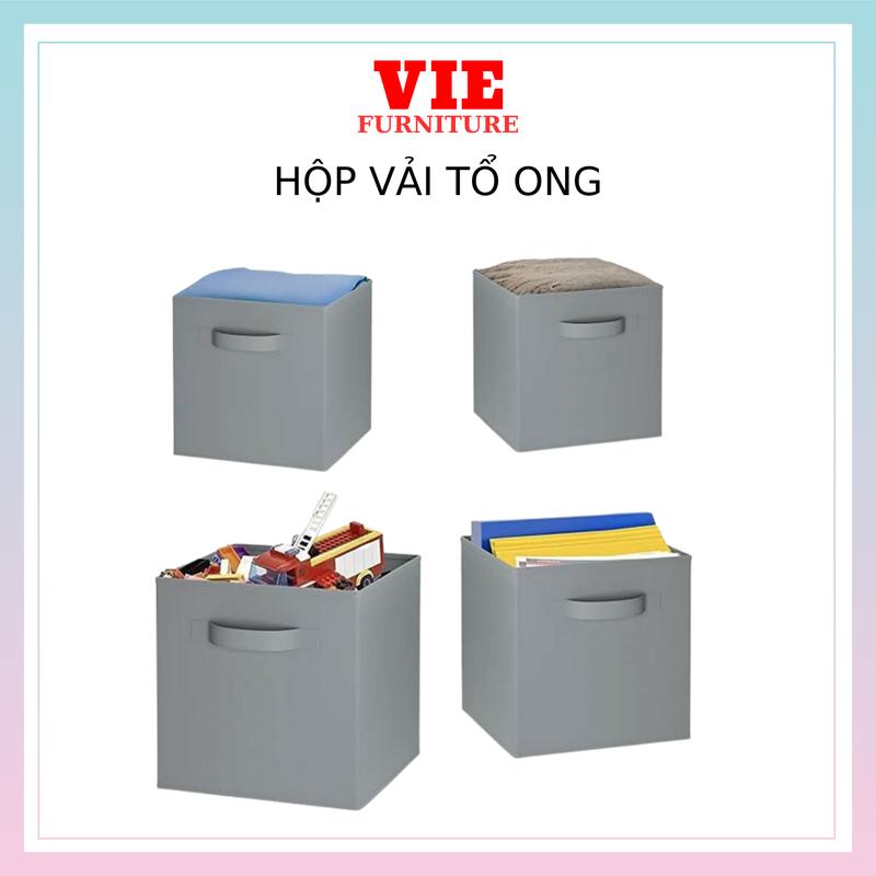  Hộp Vải - Hộp Đựng Đồ Kích Thước Chuẩn Với Kệ Sách Hình Tổ Ong 