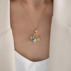 Kalung Bertatah Zirkon, Set Tiga Keping, Rantai Klavikel Keluli Titanium, Indah dan Serba guna, Sesuai untuk Wanita, Kolar Jewelry Necklaces lustful  jewelry