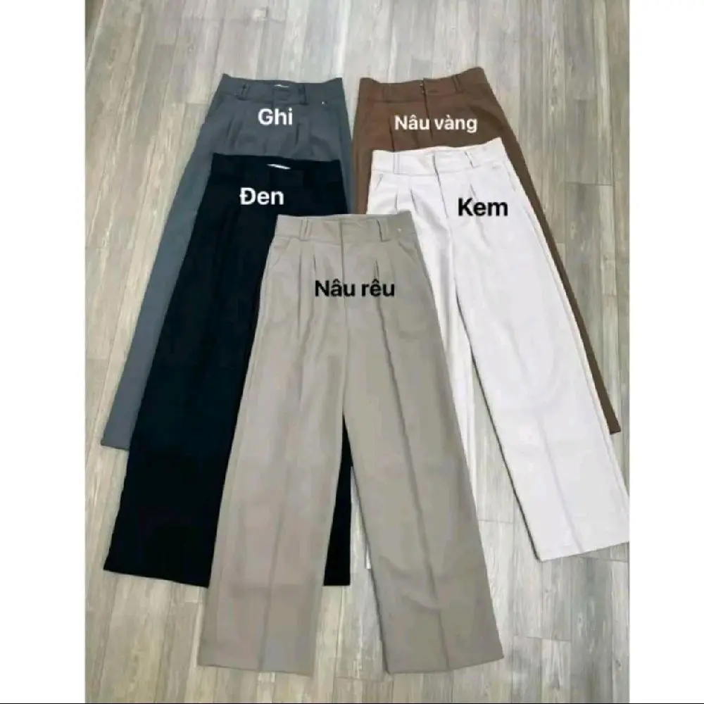 ( DEAL XẢ KHO) Combo 2 Quần ống rộng, quần suông cạp cao 2 khuy 5 màu, ống rộng 23-25, dài 98-100cm