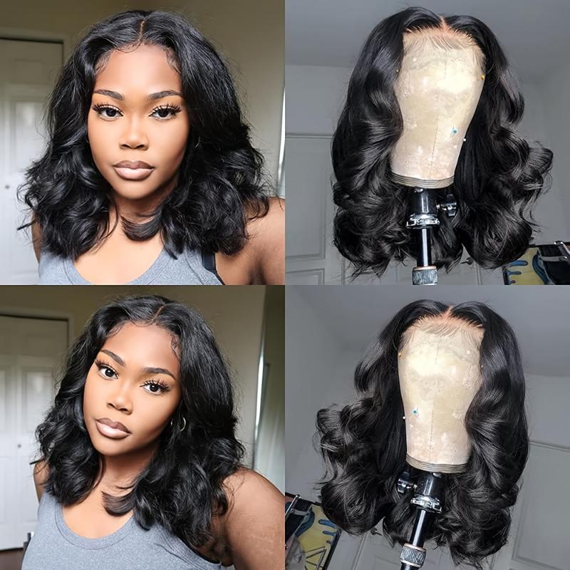 Bob Wigs Body Waves Front Wigs Pre-Pulled Glueless Bob Wigs for Women Hair Wigs (16 Inch, Natural Black) 1