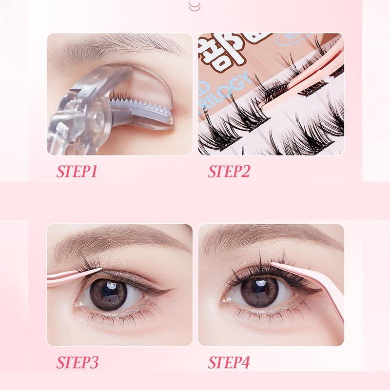 Ultimate Lash Kit 💫 BQI 100-120 Cluster False Eyelashes | Self Adhesive Glue-Free Softer C Curl Baby Bend Trilogy Style Reusable【FREE GIFTS Tweezer 】 4