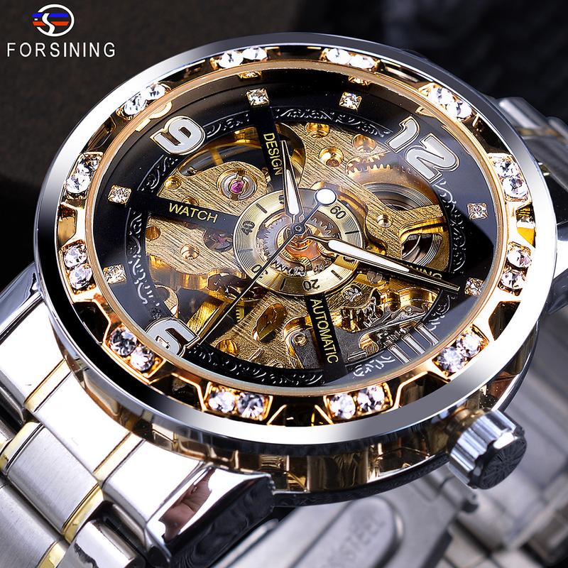 Product Introduction of Men's mechanical watches New Fashion Classic Hollow Rhinestone Manual Manipulator Men's Watch 14