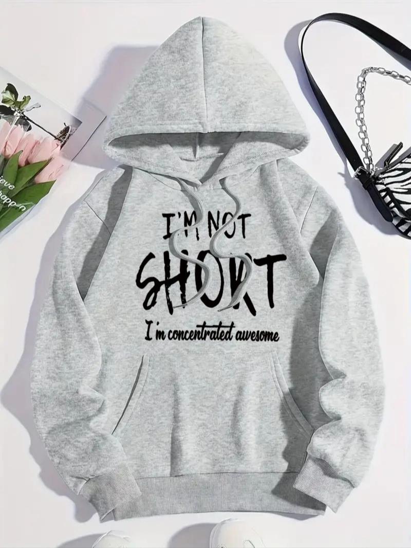 Product Introduction of Women's Letter Print Drop Shoulder Hoodie, Fashion Casual Drawstring Pocket Hooded Sweatshirt for Daily Holiday Outdoor Wear, Women Clothing for Fall & Winter 4