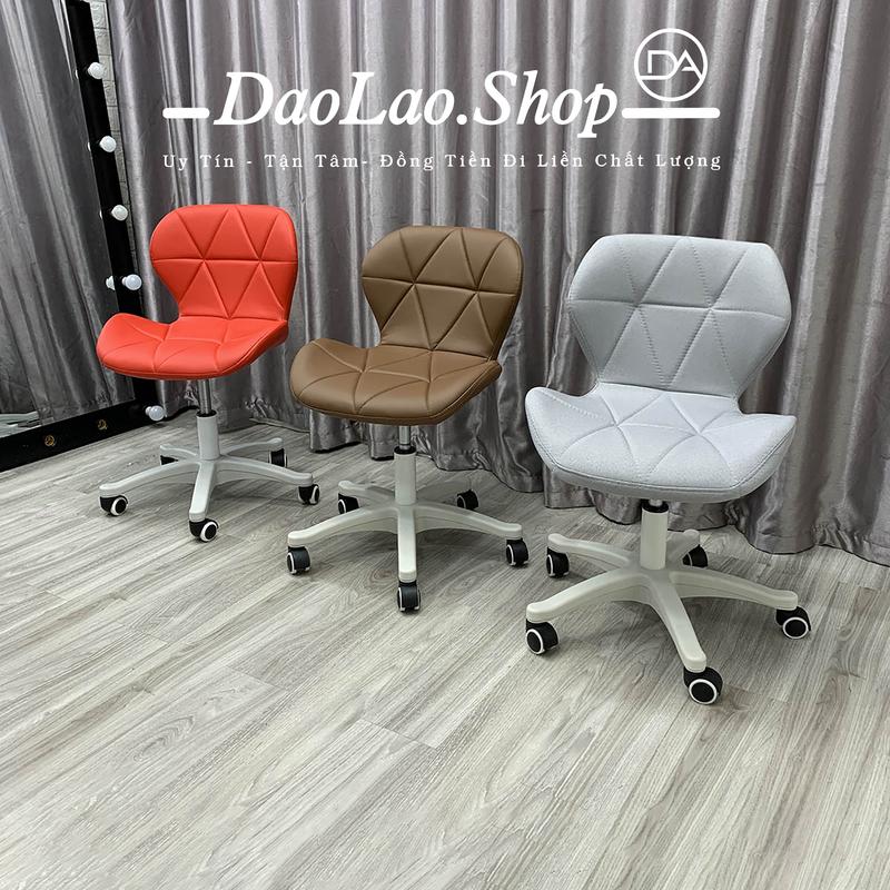 Ghế Quầy Bar, Ghế Livestream, Ghế Spa Makeup, Ghế Xoay Bọc Da Cao Cấp (Hàng Có Sẵn) Chân Bánh Xe Nhựa Trắng - Make Kim Cương