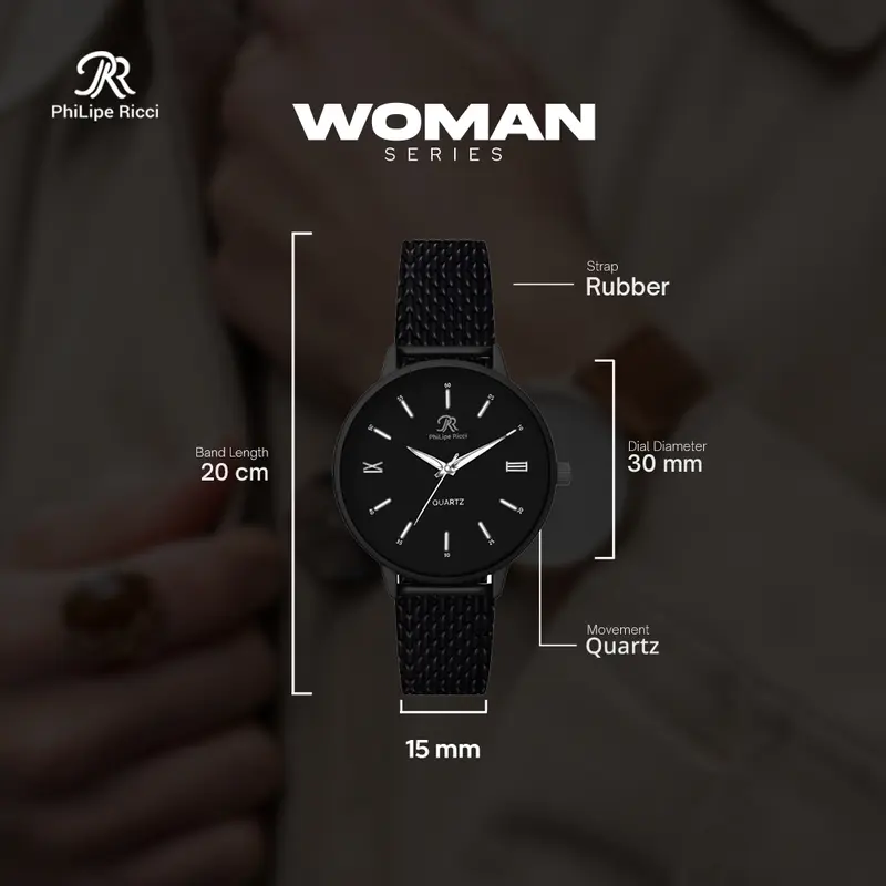 PhiLipe Ricci Jam Tangan Wanita Terbaru Analog Original Arloji Perempuan Kecil Modern WKOB1 Free Box cewek karet 1