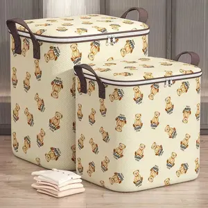 HL0763 Storage Box Lipat Serbaguna Motif Bear Box Penyimpanan Selimut Bedcover dan Baju Ukuran 140L 180L Bunga