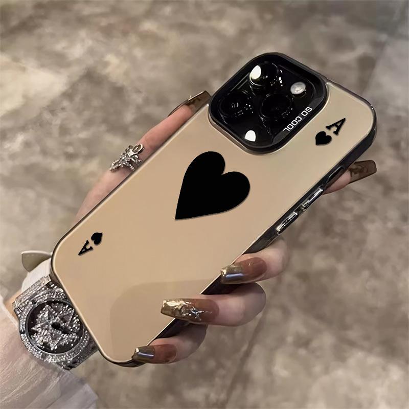 Ốp Điện Thoại Họa Tiết Spade A, Thiết Kế Sáng Tạo, Tương Thích Với iPhone 11, 12, 16, 13, Pro Max, 14, 15, 7, 8 Plus, SE 2020, XR, X / XS Max, Được Làm Bằng Nhựa, Khung Gương Lắp Ráp, Ốp Cứng, Chống Sốc 1