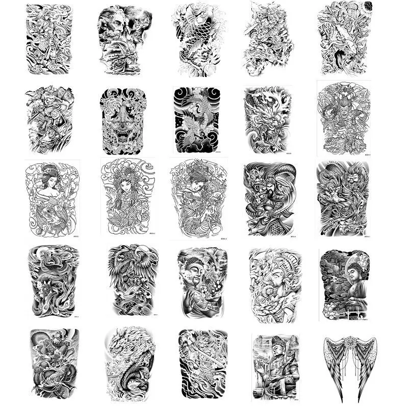 [50% off] Clearance-XM & XP Full Back Prajna Carp Herb Tattoo Sticker Senior Male Waterproof and Durable Non-Exposure Simulation Juice Tattoo-Makeups