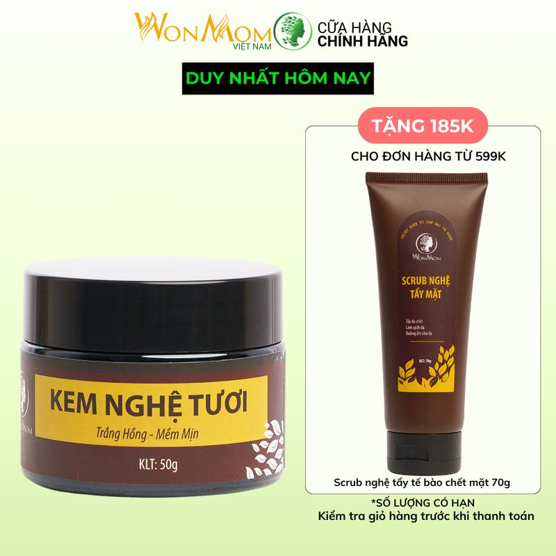 [ƯU ĐÃI HÔM NAY] Kem nghệ tươi làm đẹp da, làm trắng da, ngăn ngừa thâm, sạm nám, chăm sóc da nữ Wonmom 50g Skincare Women kem  nghệ