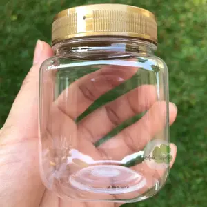 Toples jar bumbu 200 ml  toples plastik tebal grosir sambal bulat KOTAK SQUARE (Min. Pembelian : 10 Pcs)