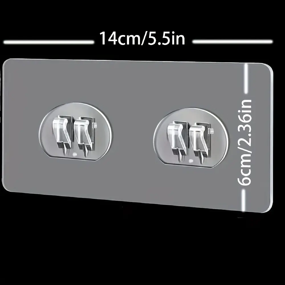 5pcs Invisible Patch Buckle Hook, Bathroom Strong Storage Rack Hanger, Adhesive Wall Hanging Household Bathroom High Load-bearing Hook, Bathroom Accessories, 6cm*14cm