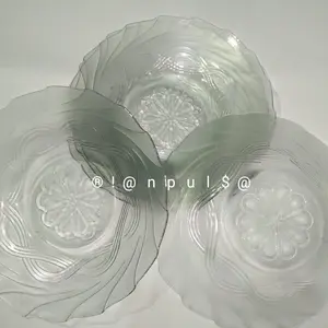 Piring Makan Beling Bening ukuran Medium Sedang Motif Daun Bunga Cristal Kitchenware