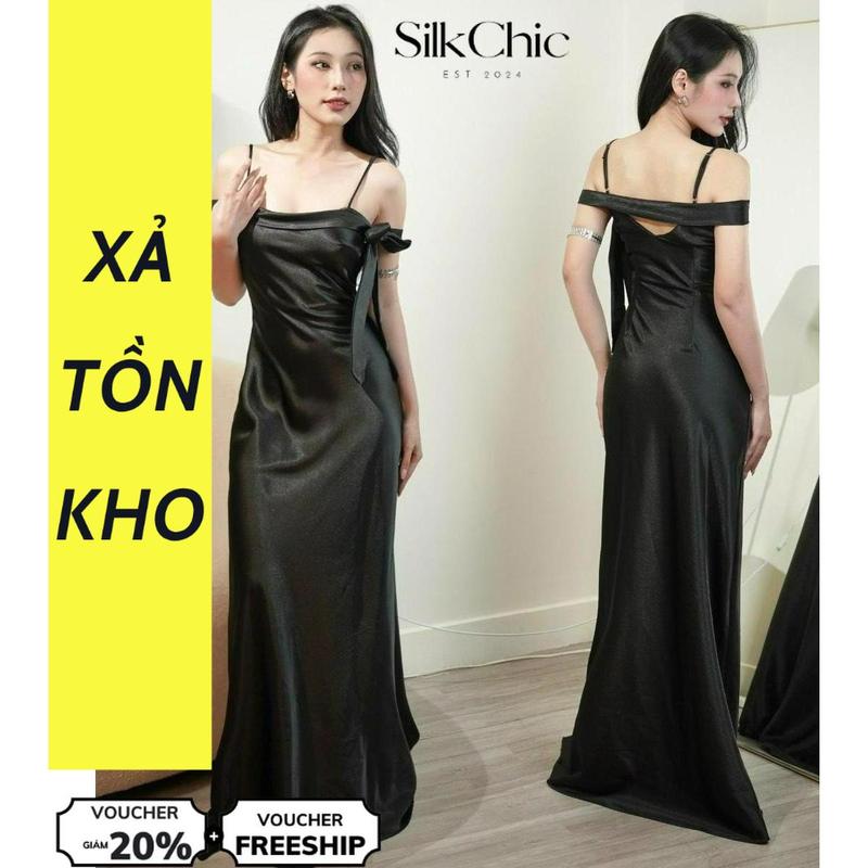    DEAL XẢ KHO   Váy Lụa Dự Tiệc Hai Dây Sang Chảnh SC699 Đầm Váy Lụa Hở Lưng Dây Nơ Cột Được Nhiều Kiểu 