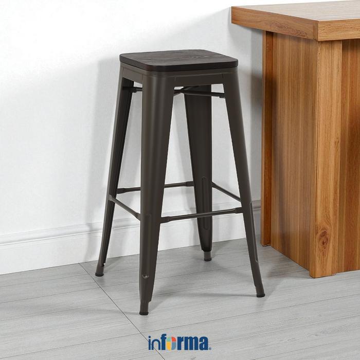 Promo Informa London Bangku Bar Kayu - Cokelat Coffee Bar Stool Kursi ...