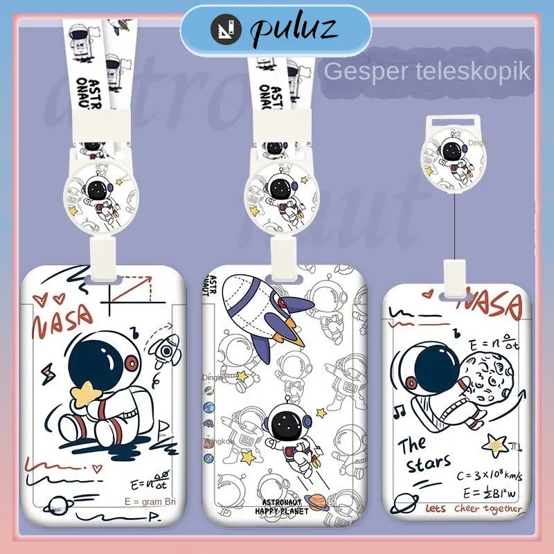 Kartun Astronot ID card holder motif kawaii astronout tempat kartu bebek bunga