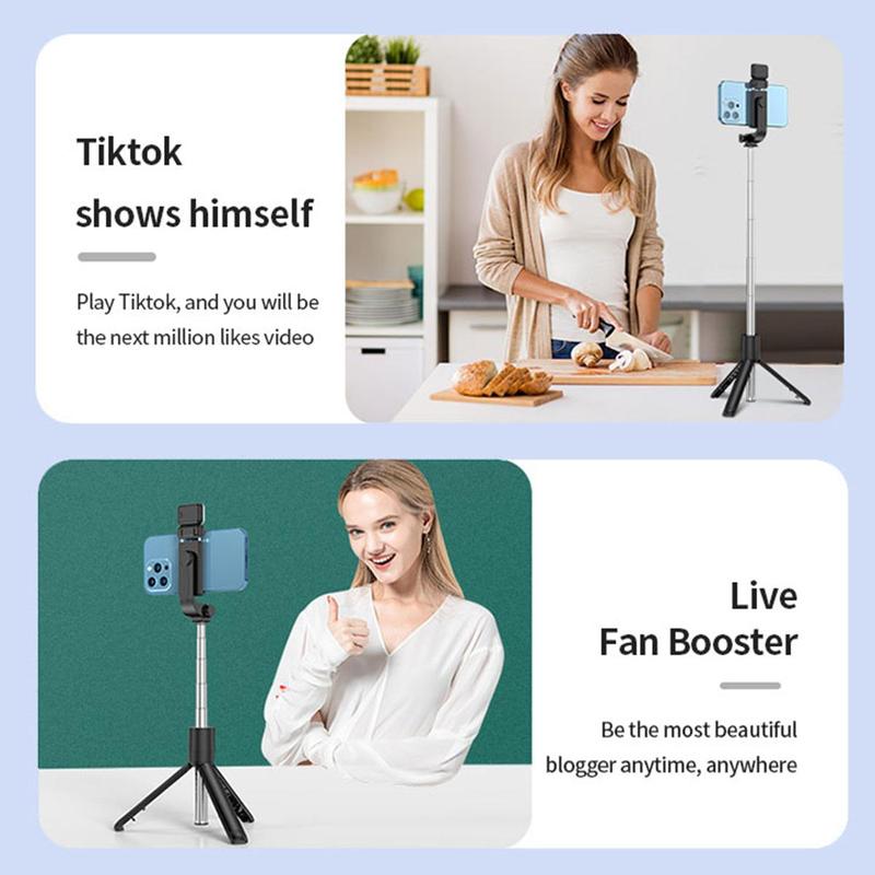 Product Introduction of Portable Selfie Stick Tripod, 1 Count Handheld Selfie Stick with Fill Light, 360 Degree Rotatable Phone Tripod, Universal Phone Accessories for Live Streaming, Phone Camera Stabilizer, Vlogging 8