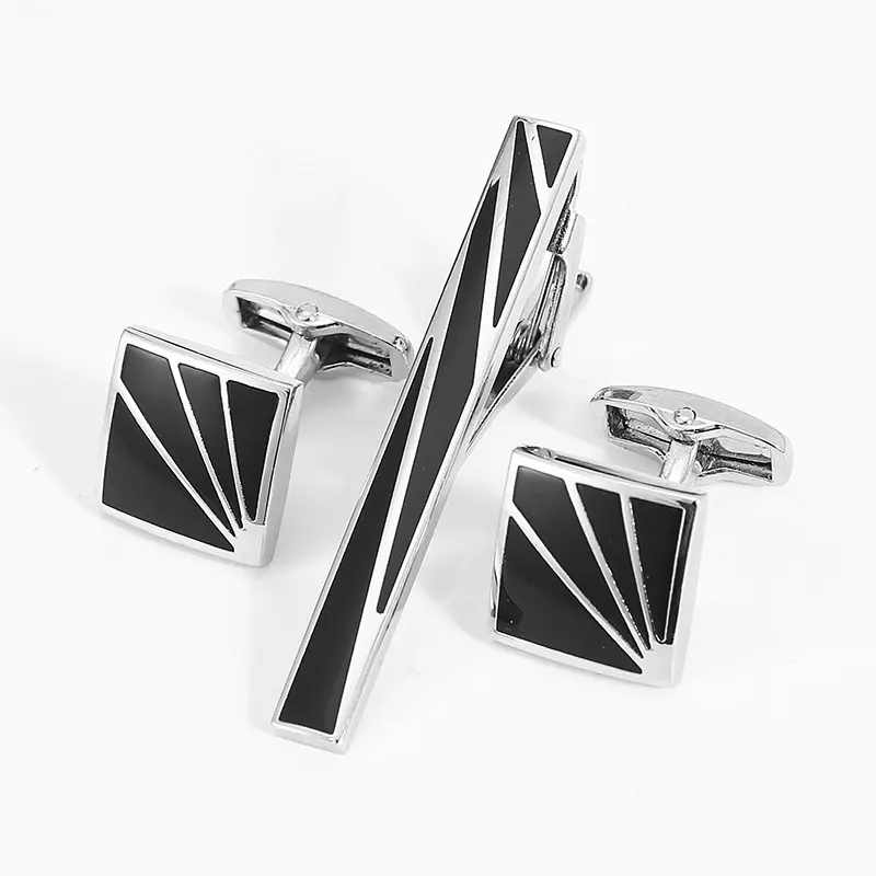 Cufflink Set Motif Elegan Mewah (2pcs Cufflink + 1pcs Jepit Dasi) 0