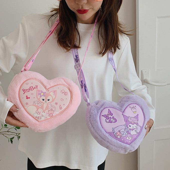 Túi Gấu Bông hoạt hình Sanrio đáng yêu, Túi Gấu hình Trái Tim siễu dễ thương, Balo cute cho bé