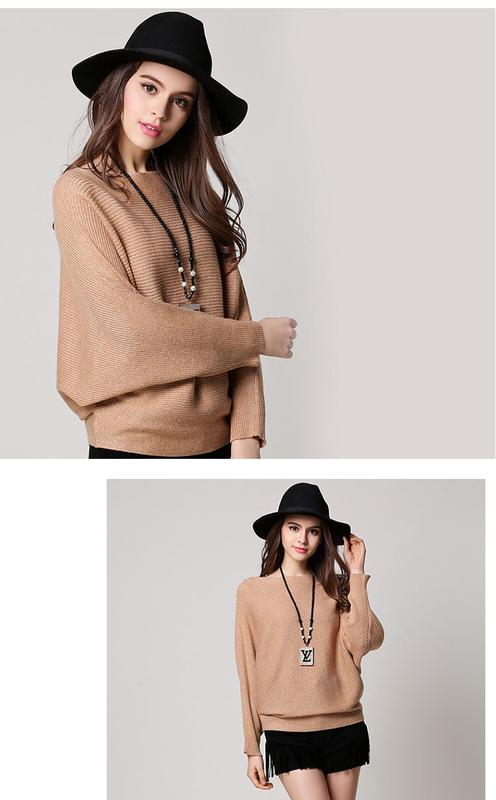 Product Introduction of 2024 European and American Knitwear for Autumn and Winter Solid Color Loose Long Sleeves Sweater Batwing Shirt Women Minimalist Lingerie Tops Womenswear Tops Comfort Knitting Basic 5