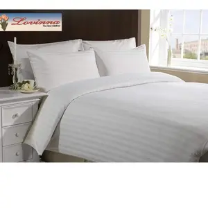 Duvet Cover Hotel 300 TC standard Hotel White Stripe Salur putih Dobby