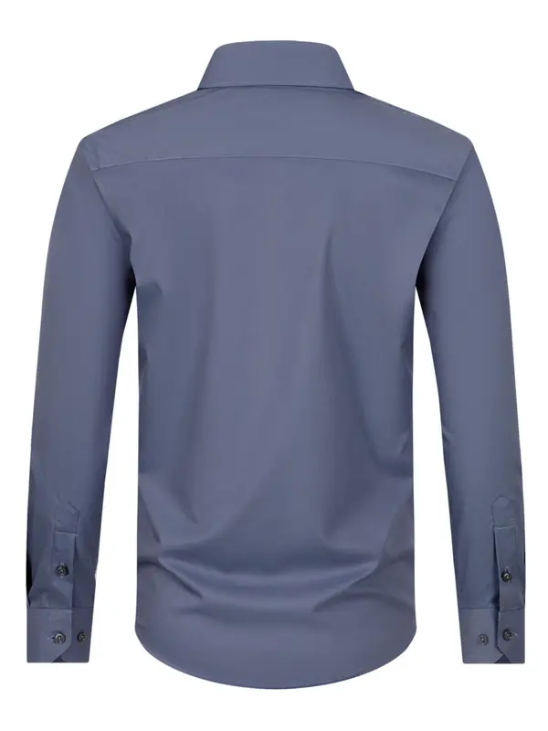 Men's Regular Fit Solid Color Button Front Shirt, Long Sleeve Woven Top For Business Work Office, Men's Top For All Seasons 3