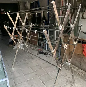 Jemuran Jumbo Stainless Steel 12 Palang Anti Karat Rak 180 cm Minimalis Modern Bahan Asli Stainless Steel 100% Kokoh Awet Mudah Pasang Dilipat Hemat Tempat