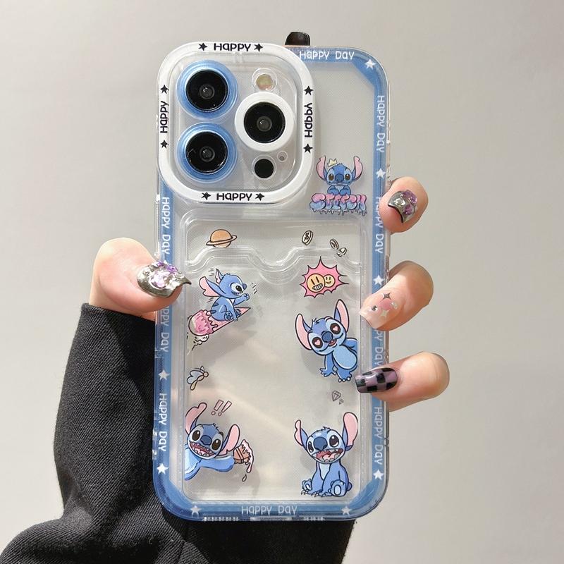 Product Introduction of Cartoon Lovely Stitch Winnie Toy Story Mobile Phone Case with Card Bag For iPhone 15 Pro Max 14 Pro Max 14 15 Plus 13 Pro Max Soft Phone Back Cover for iPhone 12 Pro Max 11 Pro Max XR XS Max 7 8 Plus Back Shell​​​​​​​ 15