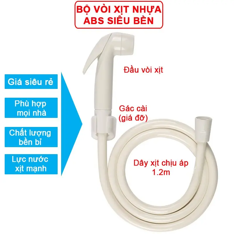 Bộ vòi xịt vệ sinh nhựa ABS SVX-10 màu trắng sứ bền và đẹp 0