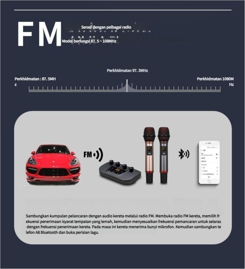 Product Introduction of High-Quality Sound Card, Dual Microphone, Suitable for Home and Car Karaoke, Wireless Microphone, Bluetooth Speaker, Microphone Set, Dual Car and Home Use, Singing and Speaker 16