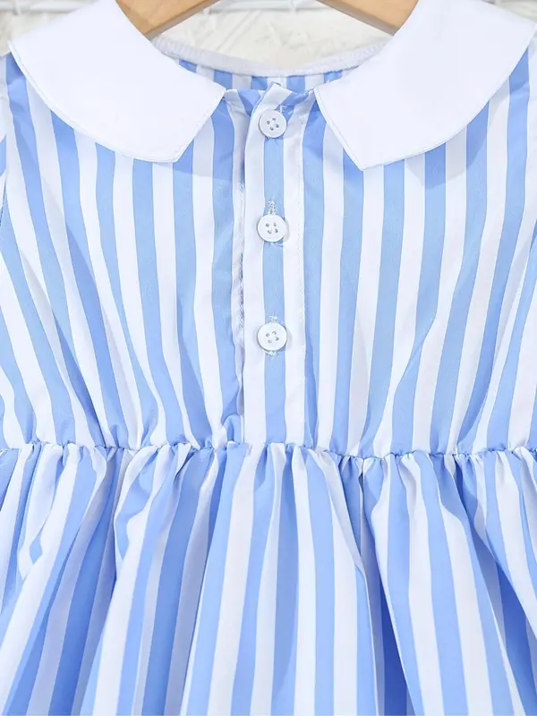 Girl's Striped Print Dress, Casual Short Sleeve Dress for Summer, Kids Clothes for Daily Wear 5