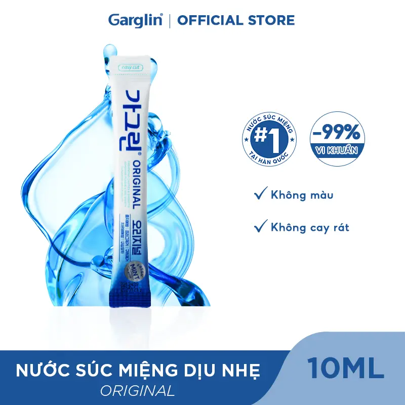 Nước súc miệng hơi thở thơm mát gói tiện lợi Garglin Original dung tích 10ml - Hàng chính hãng