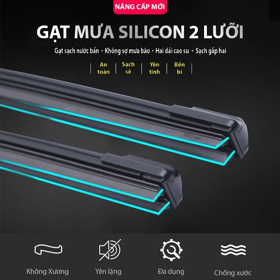 Gạt mưa Silicon 2 lưỡi cao cấp  | Lựa chọn kích thước theo xe dưới phần mô tả