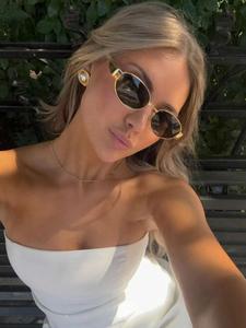 Gafas de sol vintage para mujer con montura ovalada, gafas de sol casuales y modernas para uso diario, accesorios de moda para actividades al aire libre