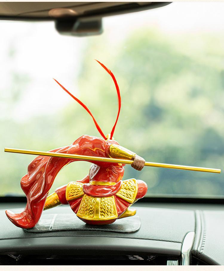 Product Introduction of Chinese Myth Monkey King Figurine Sun Wukong Statue Creative Car Decorations Art Crafts Ornament Home Decor Birthday Gifts Cute 30
