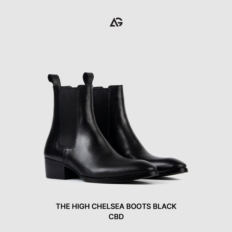 Giày Chelsea boots da bò cao cấp nhập khẩu handmade August shoes CBD gót 5cm chính hãng bảo hành 12 tháng