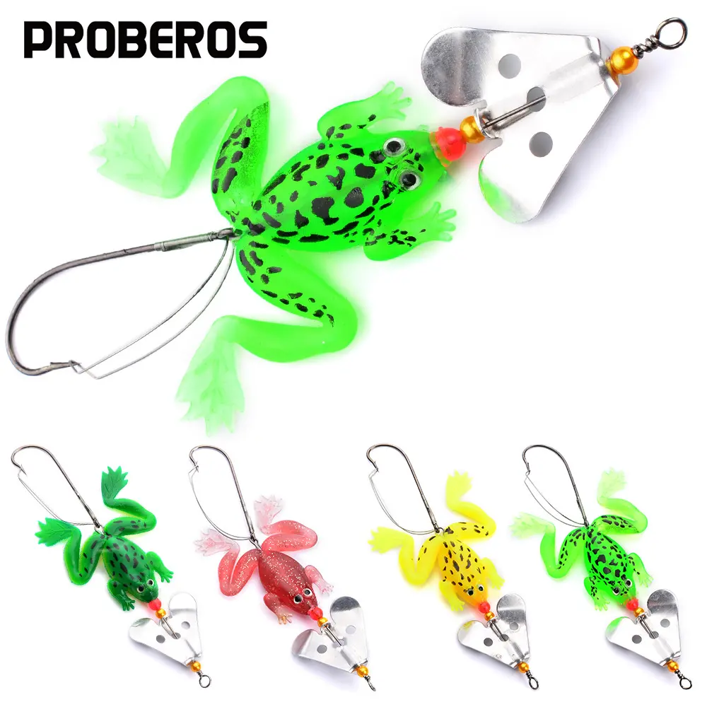 Mồi Mềm, Ếch, 6cm, 9g, Xanh Lá Cây Và Vàng, Trong Suốt, Nổi, Mồi Câu Cá, Với Lưỡi Câu Xoay