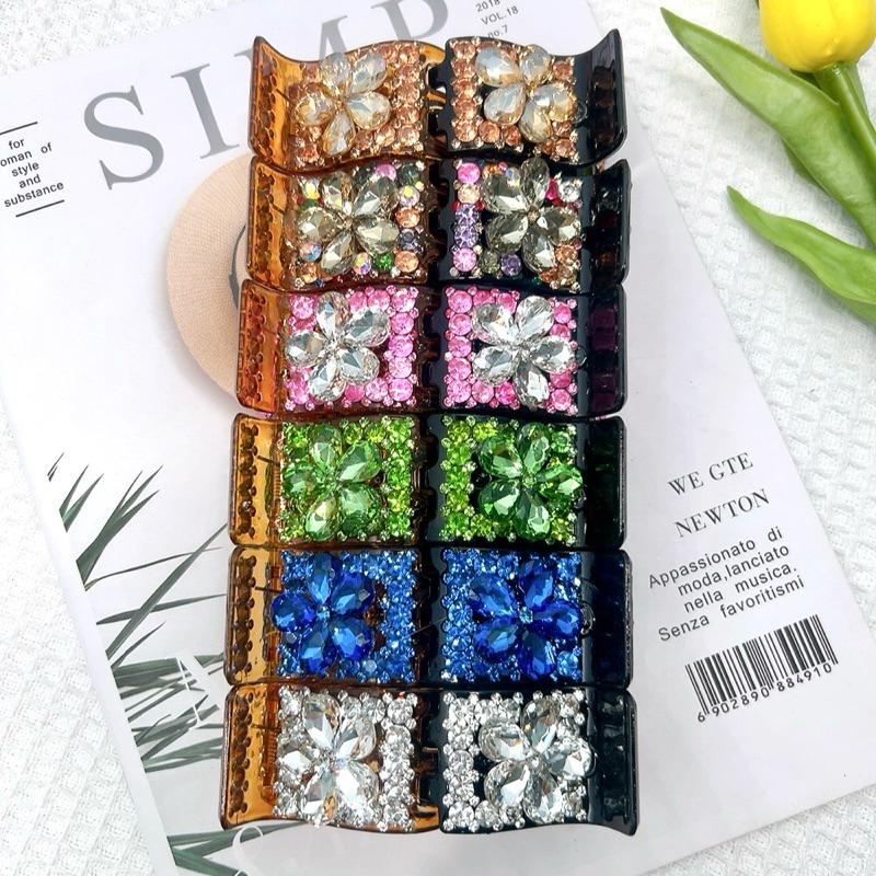 Kẹp tóc càng cua 5 răng đính đá mix pha lê hình bông hoa cao cấp chắc chắn thiết kế đơn giản tinh tế cho nữ Women Voan