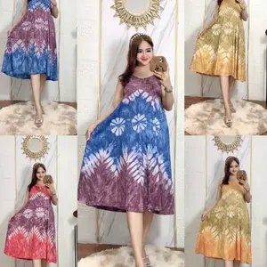 Daster Kaos Yukensi Tie Dye Wanita Abstrak - Bahan Katun TC 30s - Dress, Nyaman, Karet, Pendek, Cantik, Tidur, Motif