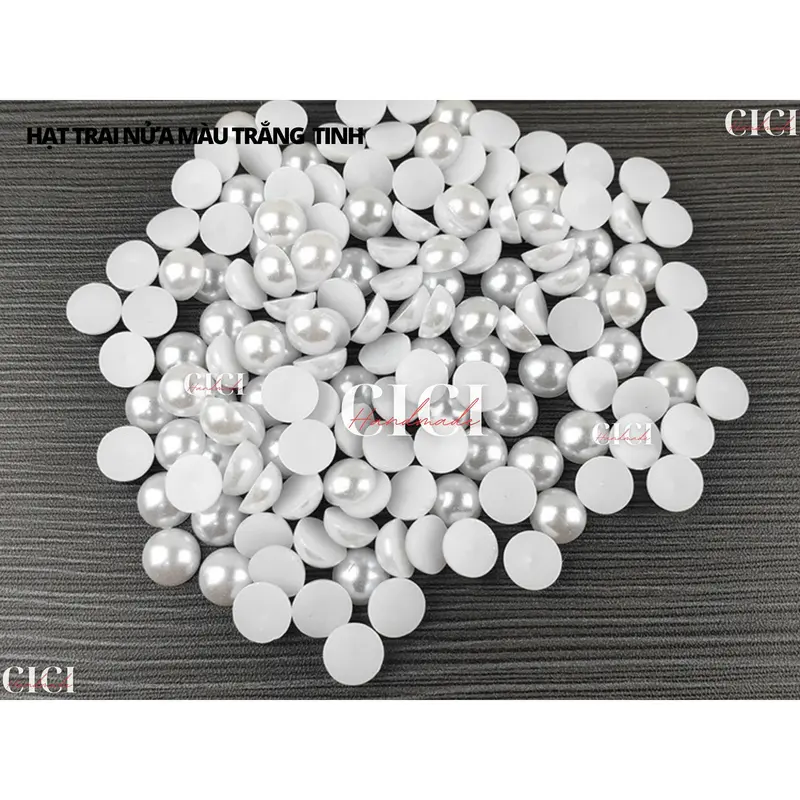 Hạt trai nửa màu trắng kem/ trắng tinh Cici Handmade chuyên hạt đá pha lê cườm đính kết 1