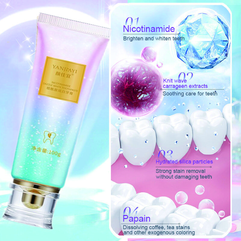 Niacinamide Whitening Toothpaste Pasta Gigi Pemutih Penghilang Karang Gigi Pemutih Gigi Kuning Pasta Gigi Probiotik Cegah Kerusakan Gigi 100g 2