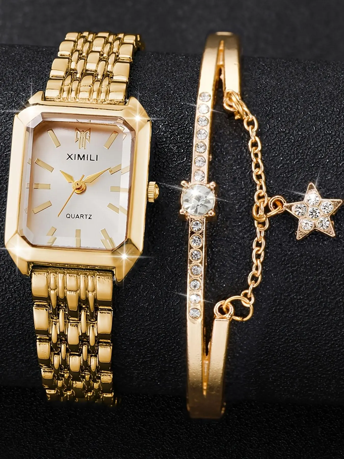 Women's Elegant Fashion Dial Quartz Watch & Bracelet Set, Fashion Watch & Bracelet Set for Party, Daily Decor, Trendy All-match & Exquisite Watch Set for Birthday Gift