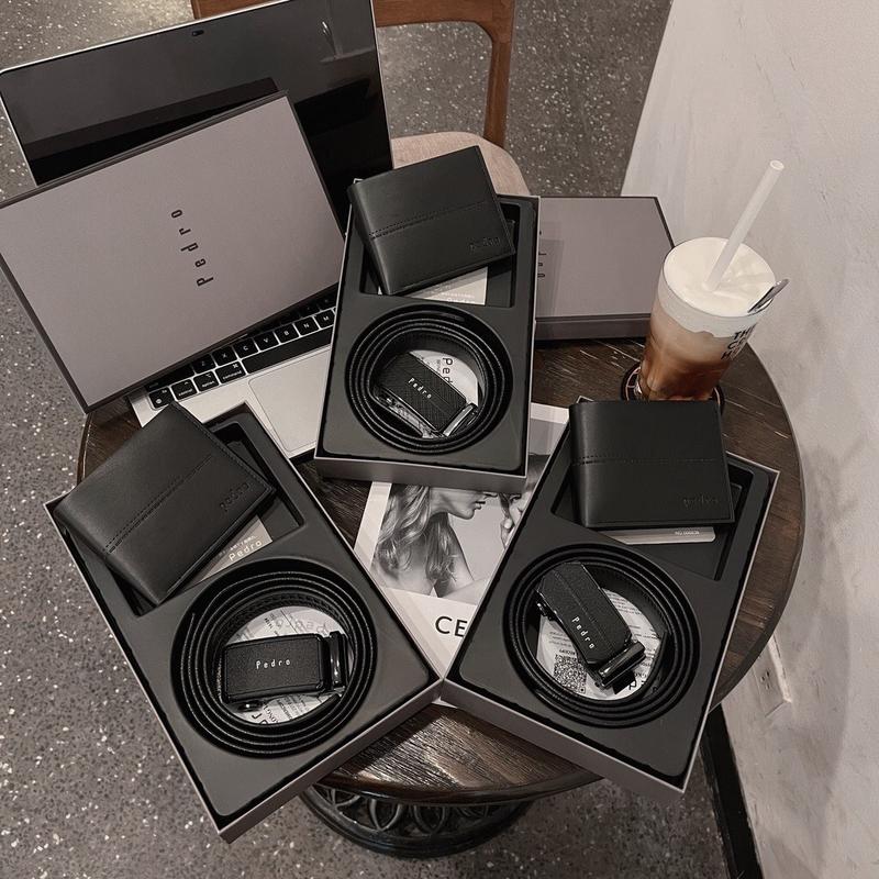 Fullbox + Túi giấy Combo set 2 dây thắt lưng ví nam thời trang cao cấp sang trọng THL01