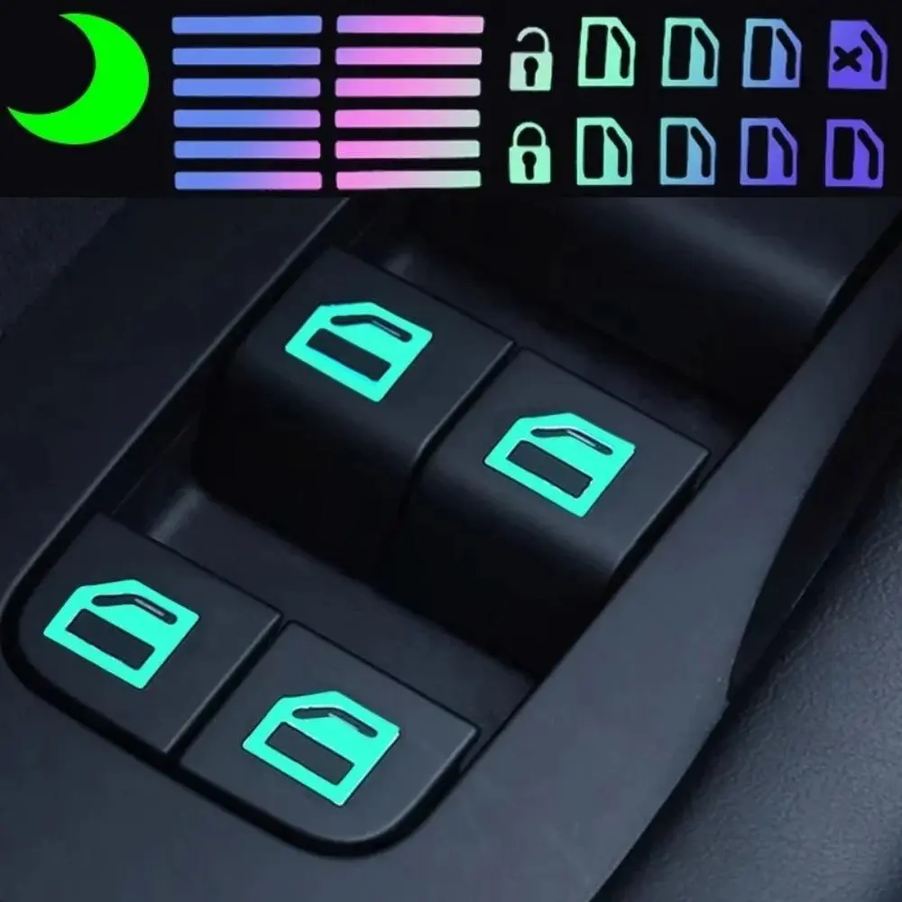 Luminous Car Window Lift Switch Button Decal, Waterproof & Wear-resistant Car Interior Sticker for Car Lift Switch Button, Auto Accessories