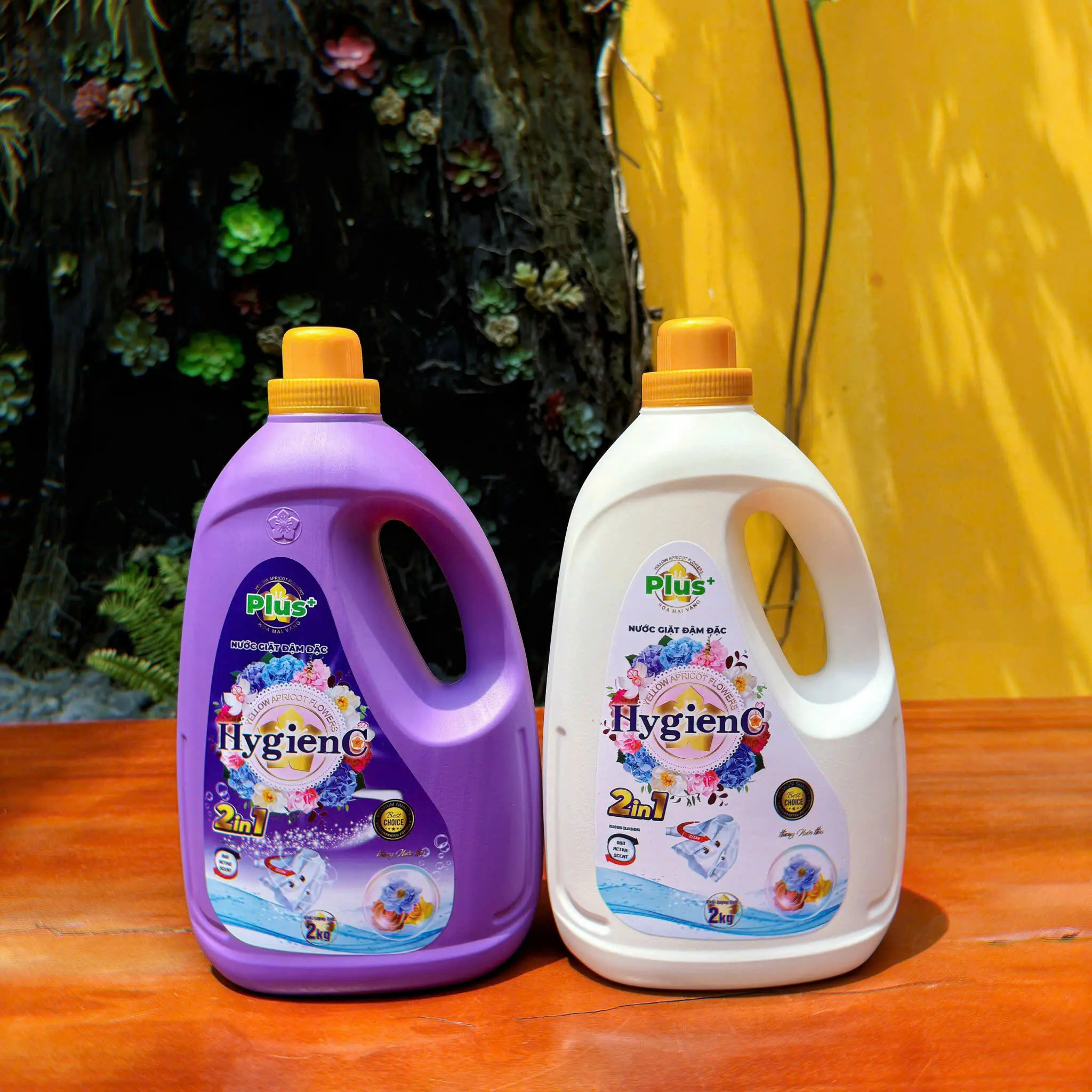 COMBO 2 can nước giặt xả 2 in1 HygienC PLUS 2kg, hang VN, Công nghệ thái đậm dặc Làm Sạch nuoc  giat