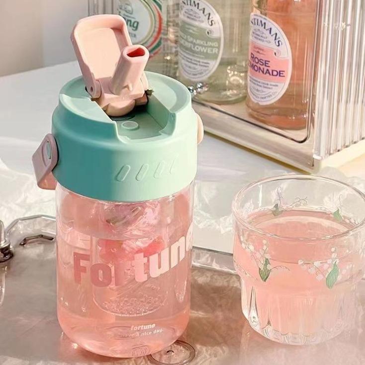 Bình nước trong suốt 600-800ml có ngăn lọc trà kèm ống hút LILA BNBELIEVE58 bình nước có nắp