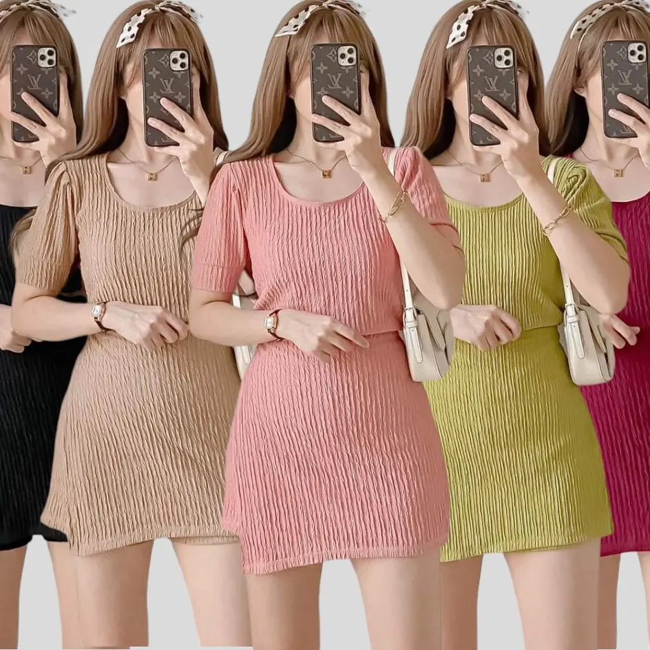 BKK BANGKOK ALIYAH PUFF SKORT COORDS Fit SMALL TO semi MEDIUM one size  Casual Womenswear Fabric Crepe Stretchable Comfort Overalls Suits Lingerie Lady Basic Minimalist