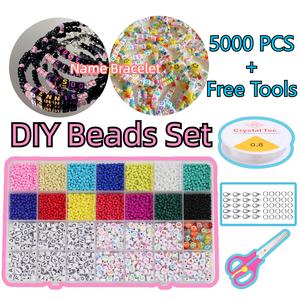 5000 PCS Beads And Free Tools DIY Beads Set Arylic Letter Beads for Name Bracelets Friendship Bracelets for Fans beads  kit